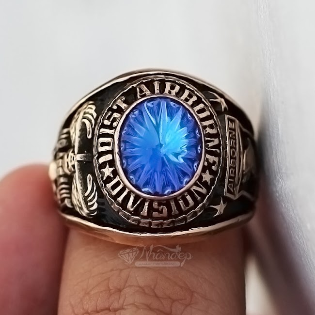 NHẪN MỸ AIRBORNE ĐÁ XANH DƯƠNG TIA